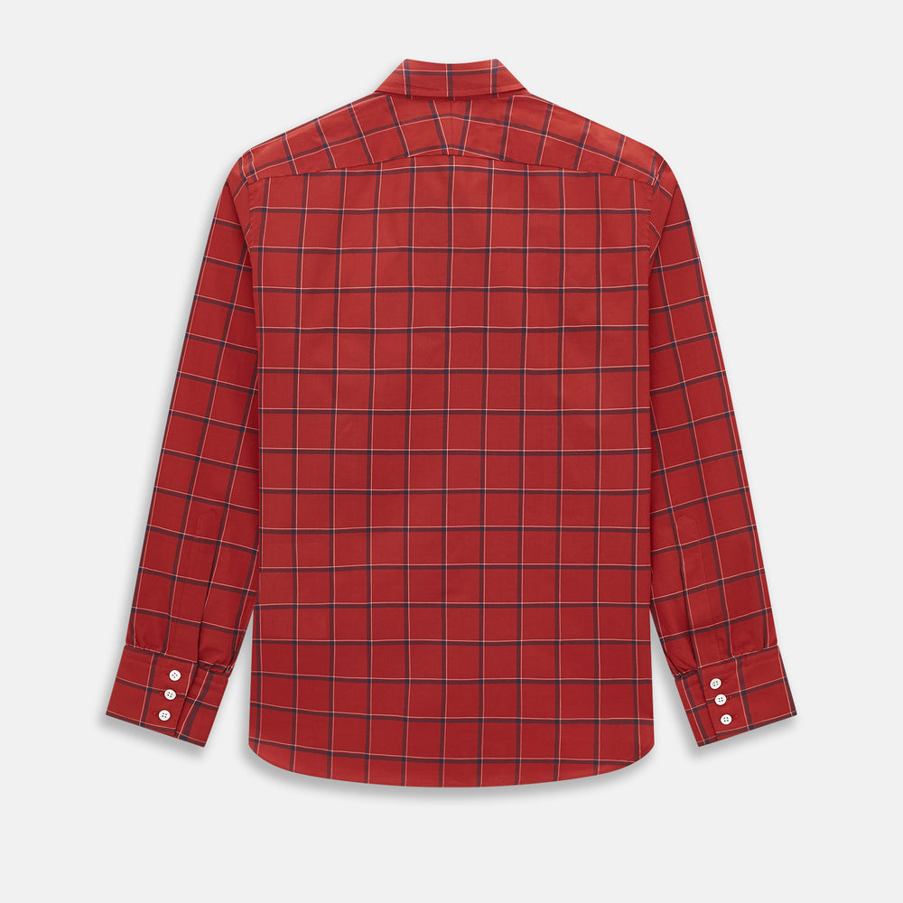 Dark Red Grid Check Windsor Shirt