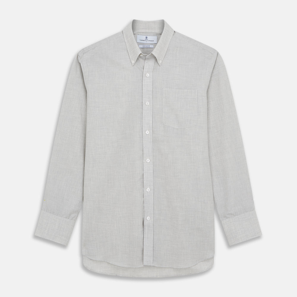 Grey Fine Check Cashmere Blend Fabric