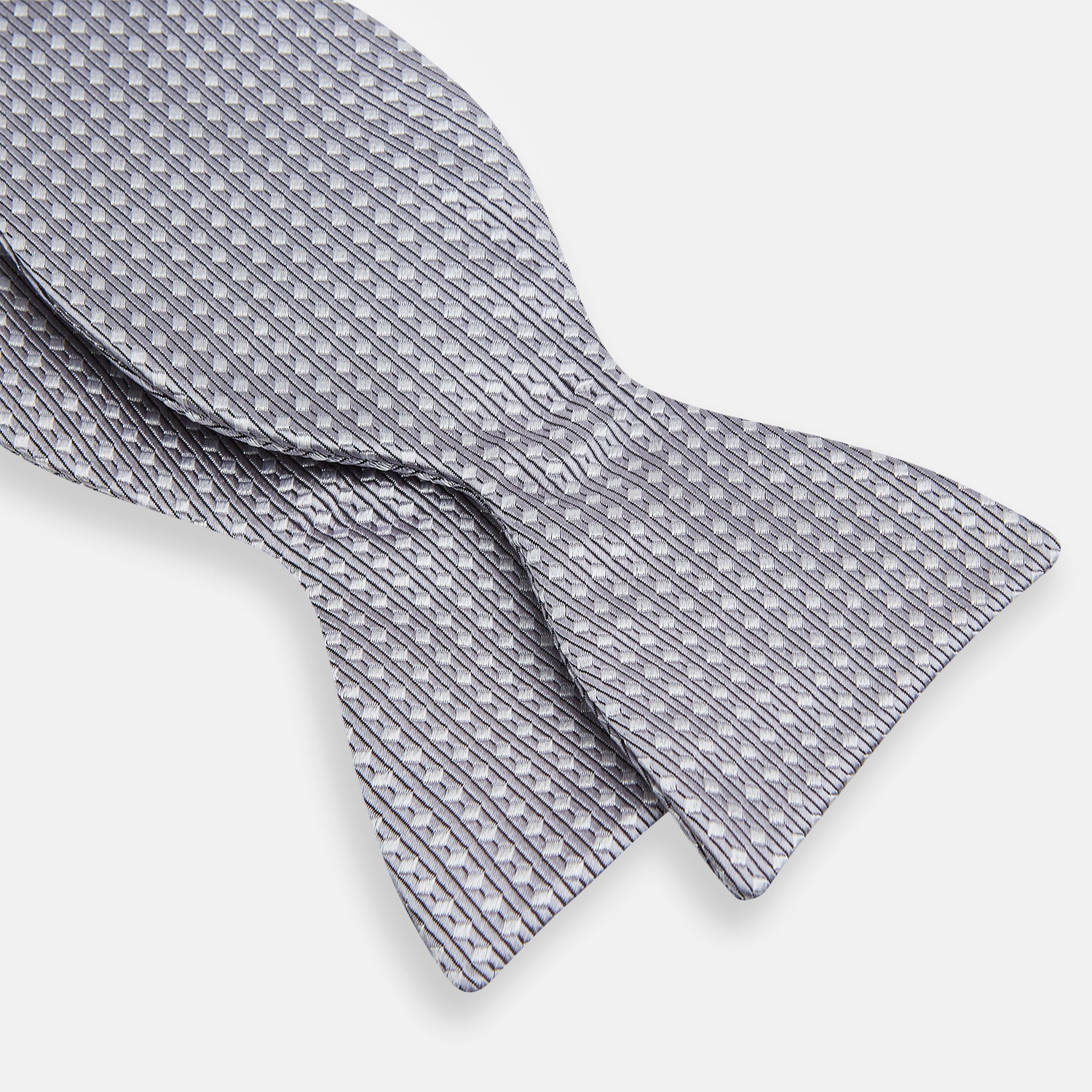 View 3 of product Silver and White Square Silk Bow Tie