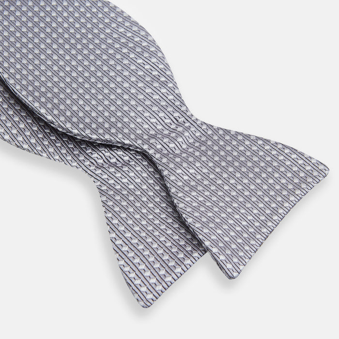 Silver and White Square Silk Bow Tie Image 2