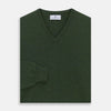View 3 of product Green V-Neck Cashmere Jumper