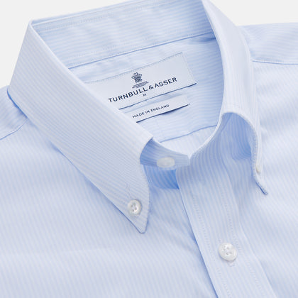 Pale Blue Stripe Cotton Weekend Fit Williams Shirt Image 1