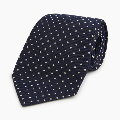 Silver and Navy Micro Dot Silk Tie Image 4