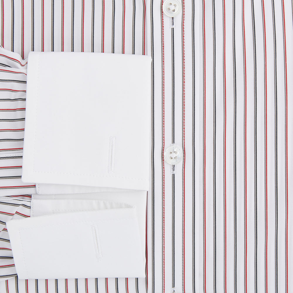 Red Double Stripe Shirt with Contrast T&A Collar and Cuffs