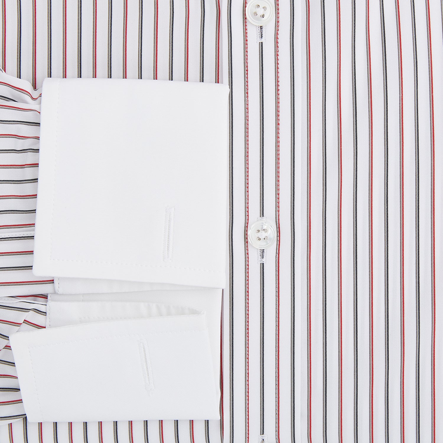 View 4 of product Red Double Stripe Shirt with Contrast T&A Collar and Cuffs
