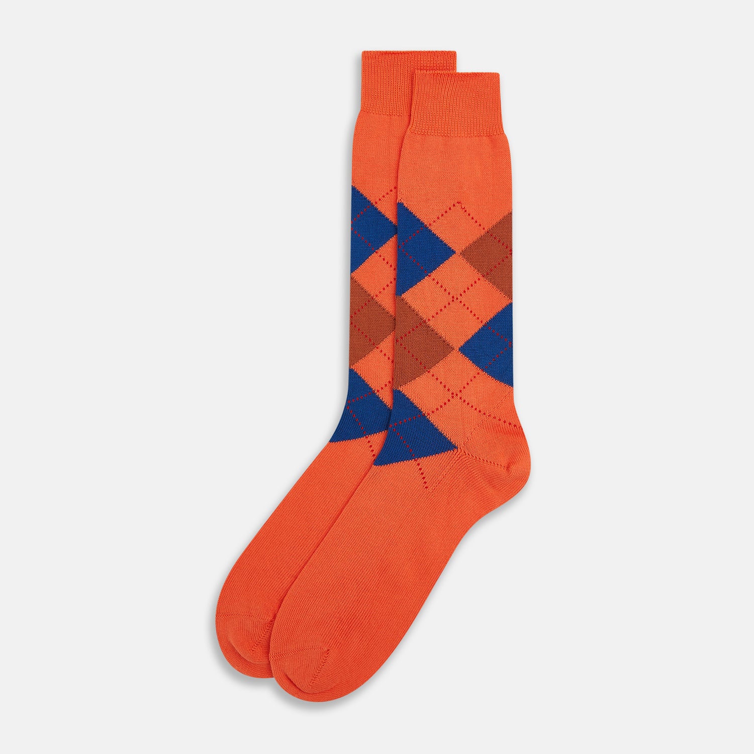 View 2 of product Royal Blue and Orange Patterned Mid-Length Socks