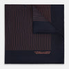 View 1 of product Navy and Orange Stripe Silk Pocket Square