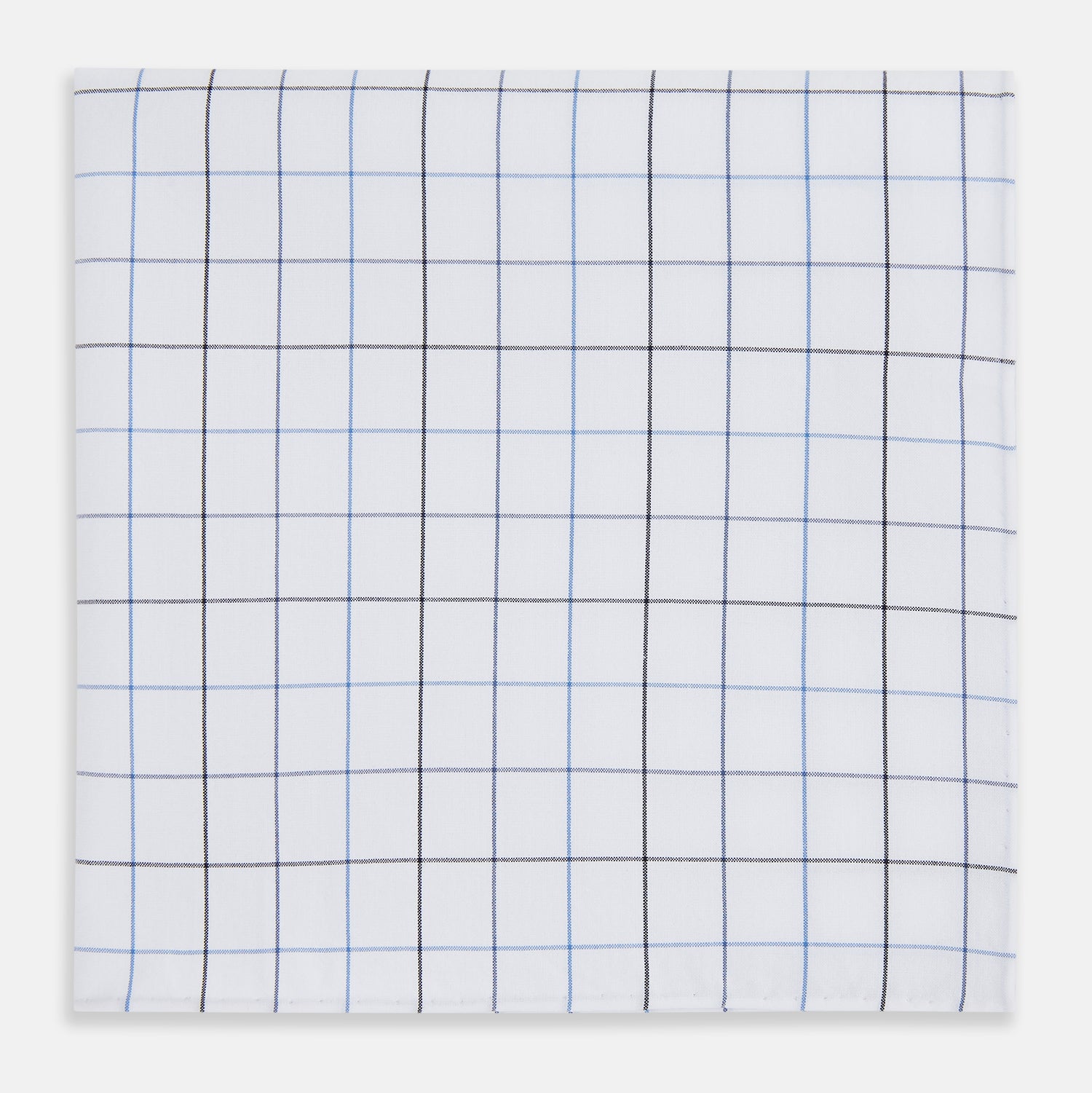 View 1 of product Hand Rolled Blue Grid Check Handkerchief