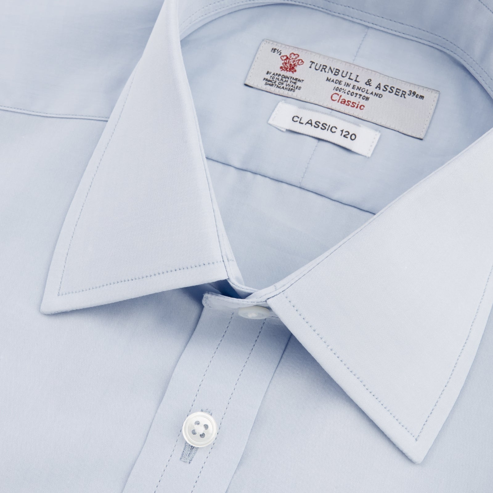 View 2 of product Two-Fold 120 Light Blue Shirt with T&A Collar and 3-Button Cuffs