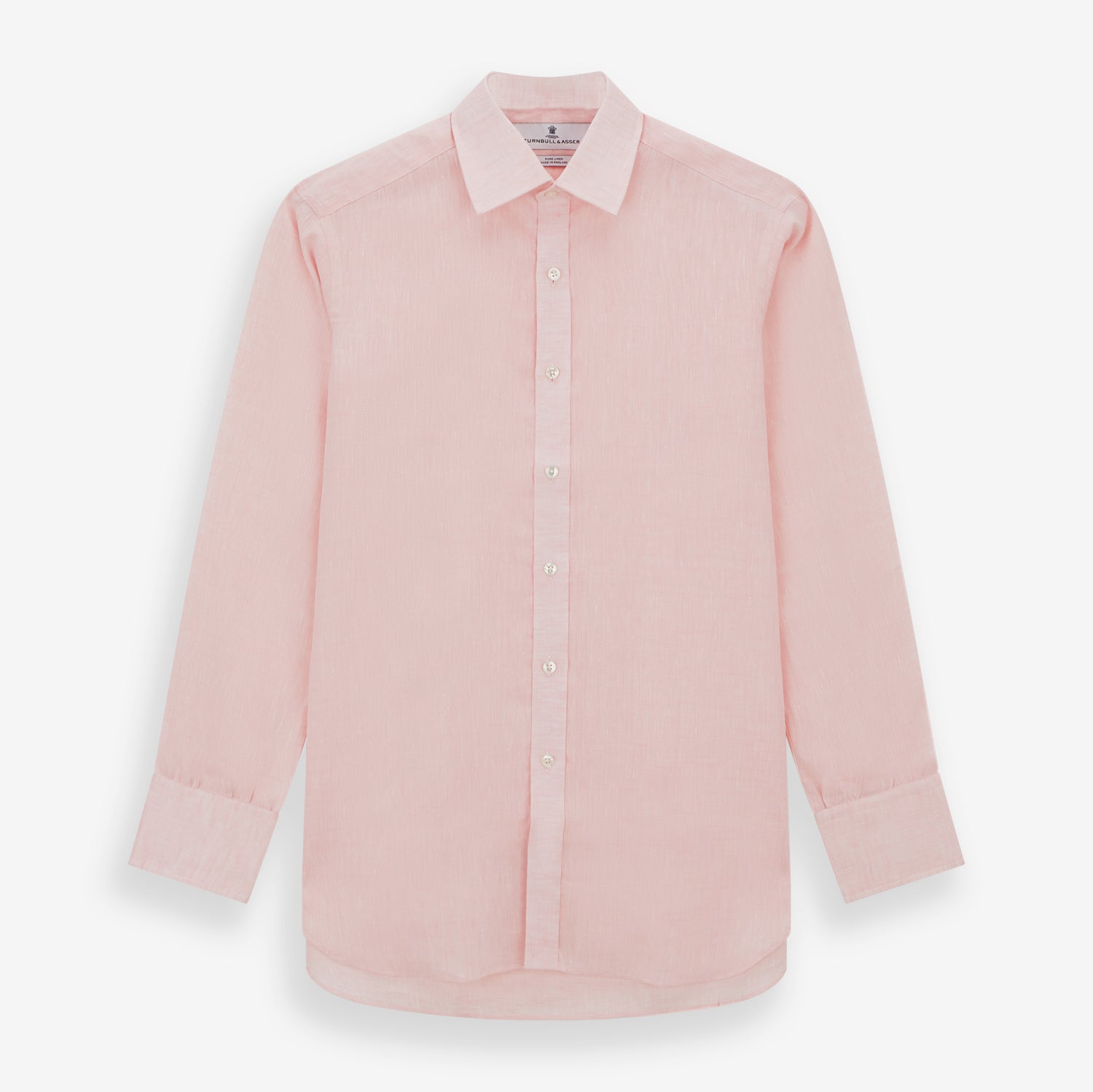 Pink Linen Shirt with T&A Collar and 3-Button Cuffs