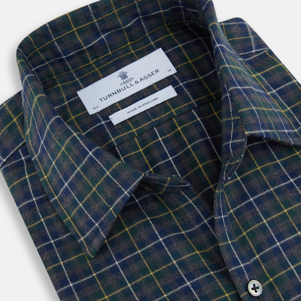 Navy and Khaki Tartan Windsor Shirt