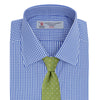 View 4 of product Mid-Blue Gingham Check Shirt with T&amp;A Collar and 3-Button Cuffs