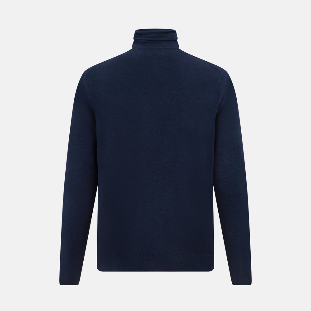 Navy Fine Merino High Neck Jumper