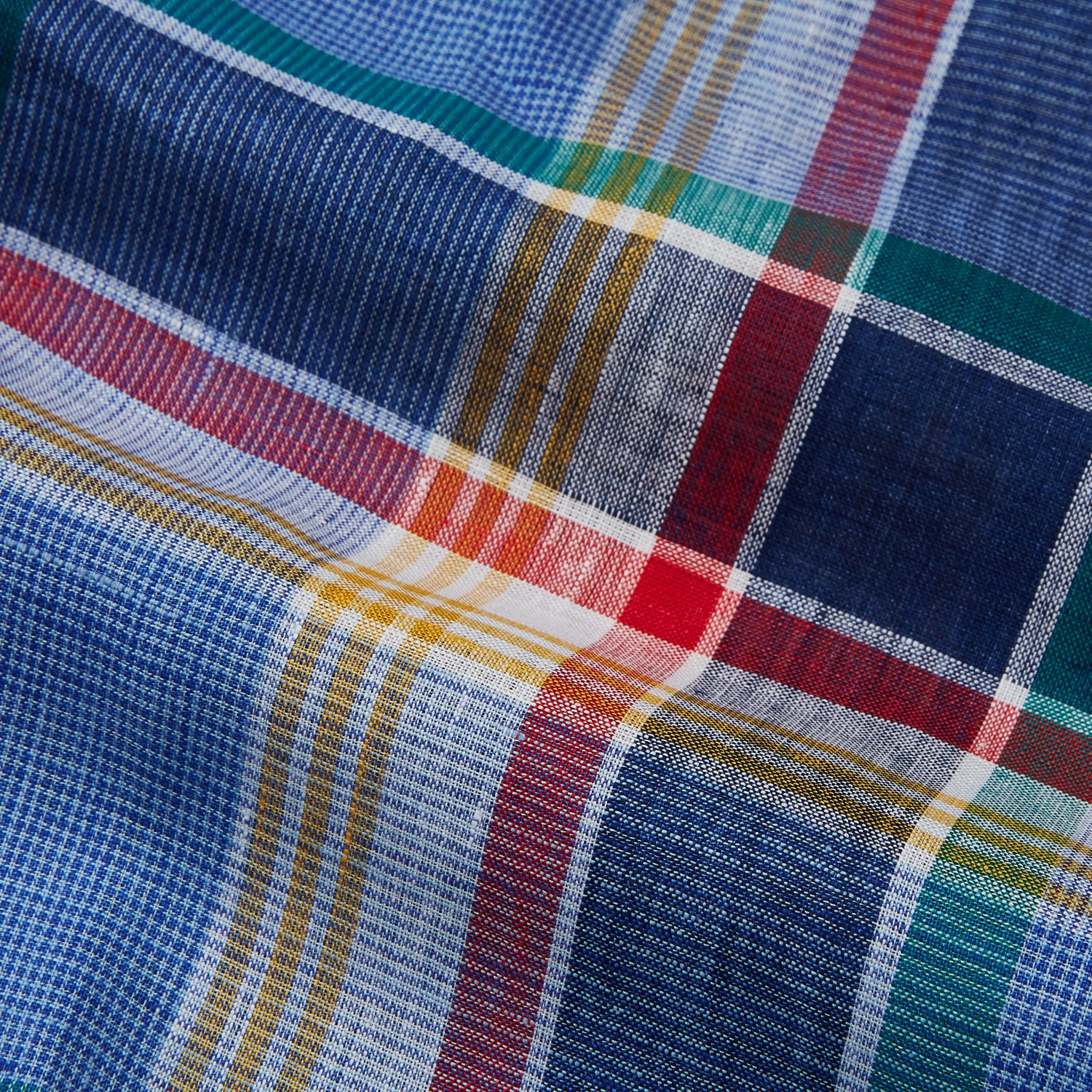 View 4 of product Blue Multi Check Linen Weekend Fit Suffolk Shirt
