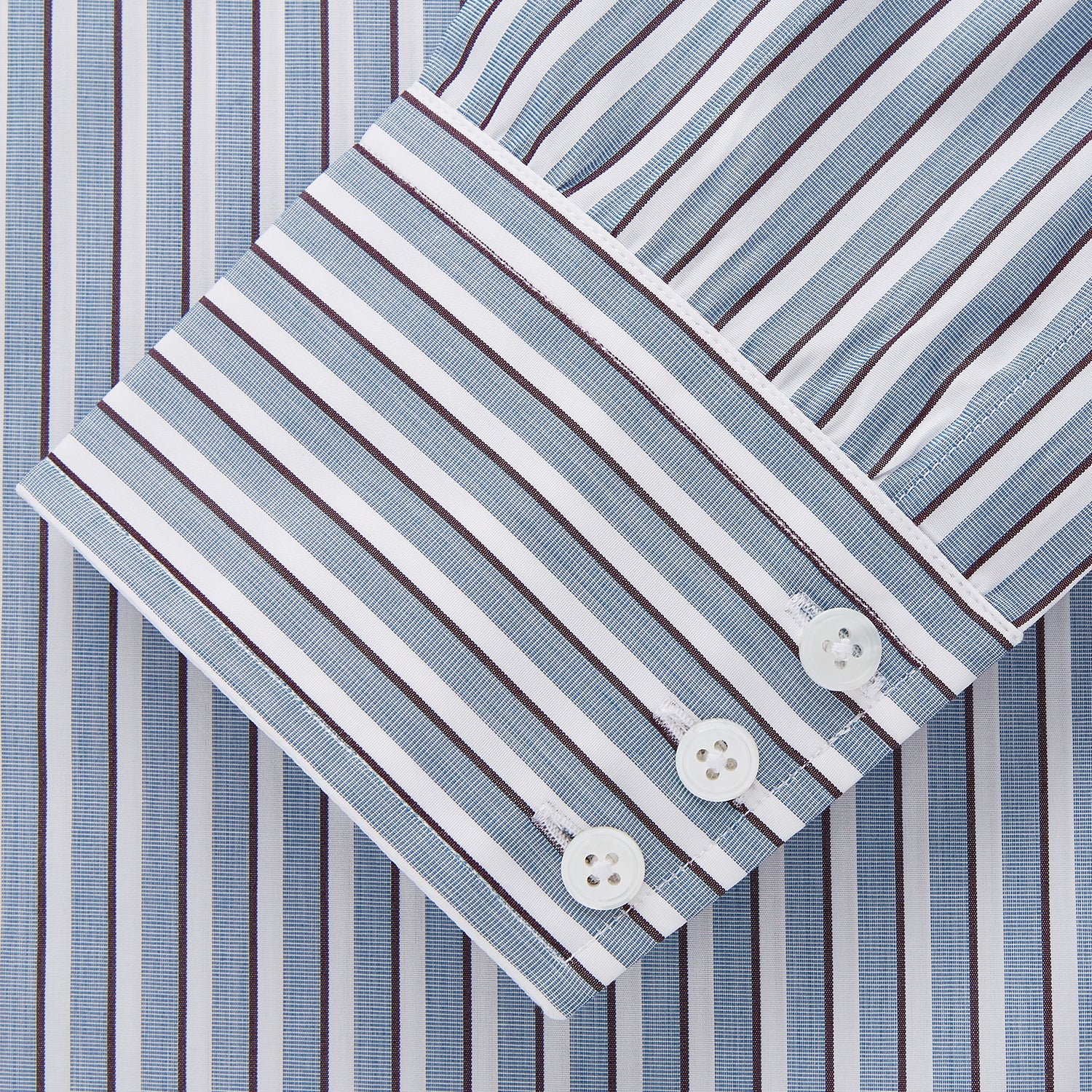 View 4 of product Blue and White Stripe Cotton Regular Fit Mayfair Shirt