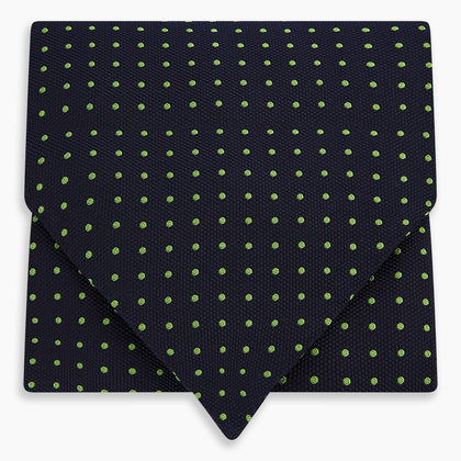 Green Micro Dot and Navy Silk Cravat Image 4