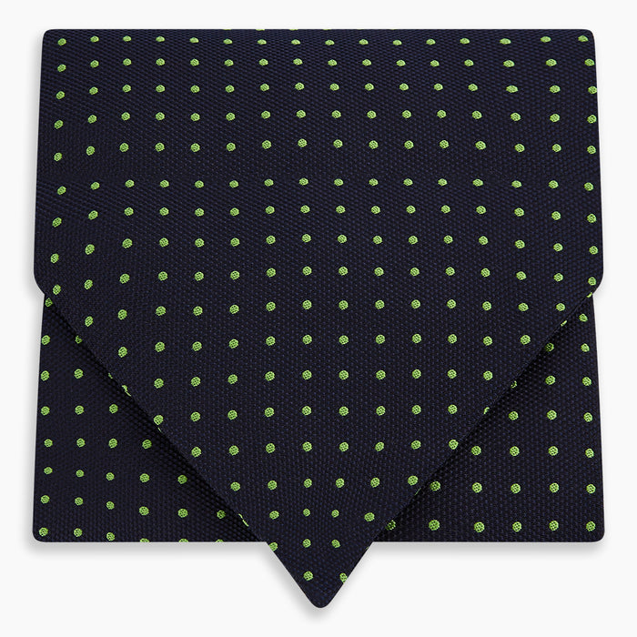 Green Micro Dot and Navy Silk Cravat Image 4