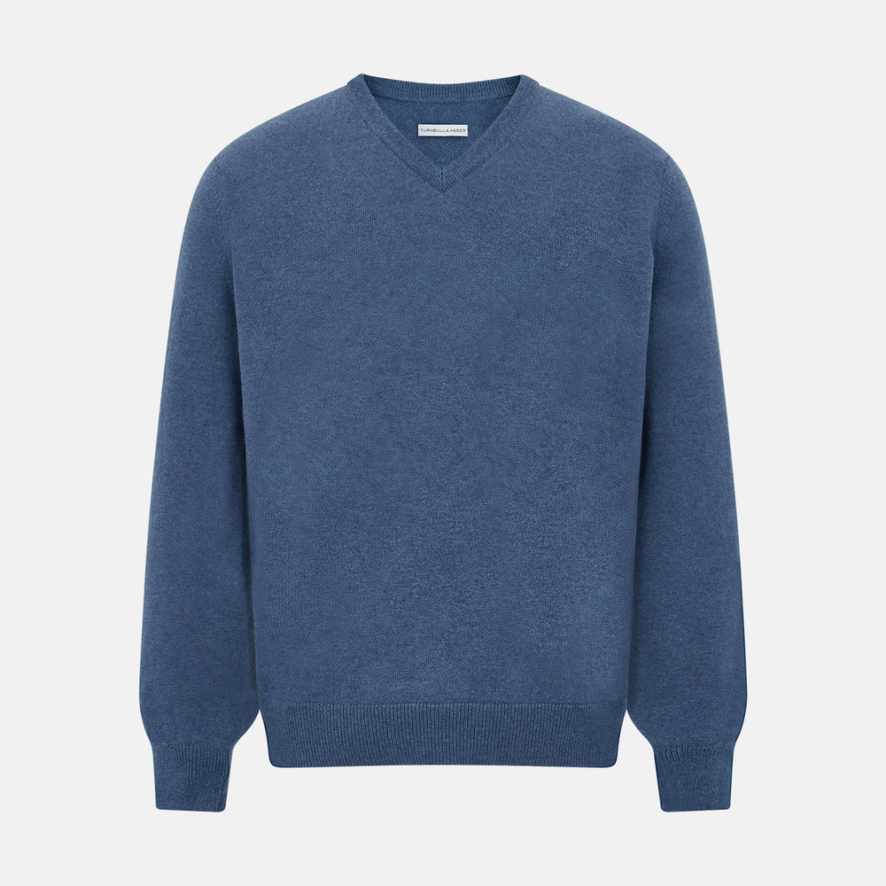 Pacific Blue Cashmere V-Neck Jumper