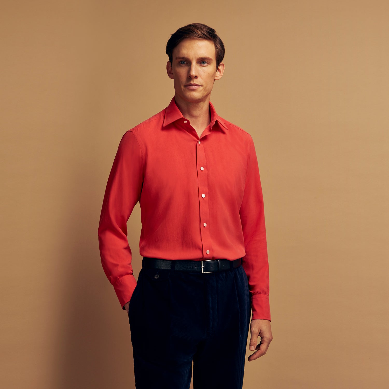 View 2 of product Coral Pink Silk Regular Fit Mayfair Shirt