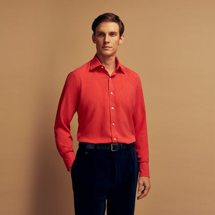 Coral Pink Silk Regular Fit Mayfair Shirt Image 1