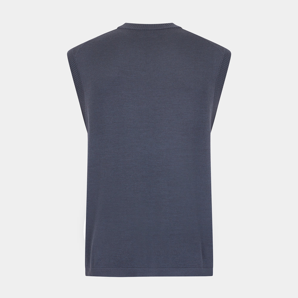 Grey Fine Merino V-Neck Vest