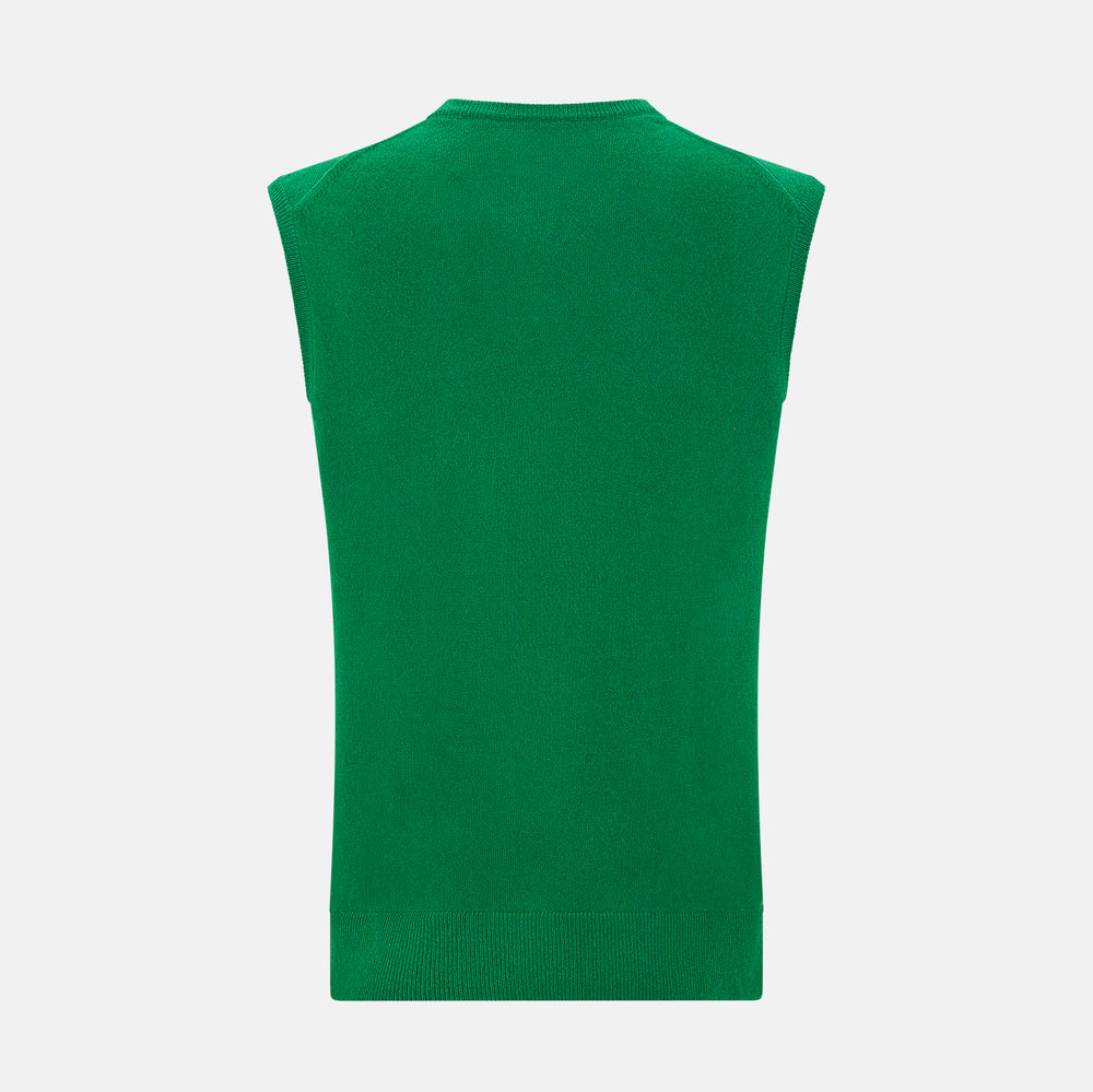 Grass Green Cashmere V-Neck Vest