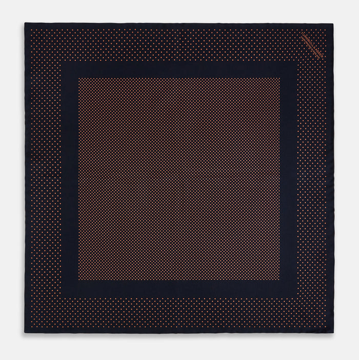Navy and Blush Dot Silk Pocket Square Image 2