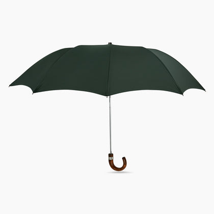 Forest Green Telescopic Umbrella with Brown Maple Crook Handle Image 3