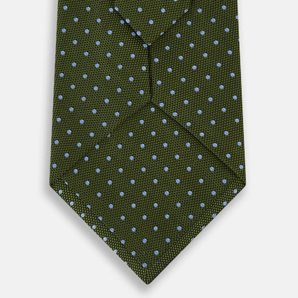 Green and Blue Micro Dot Silk Tie Image 2