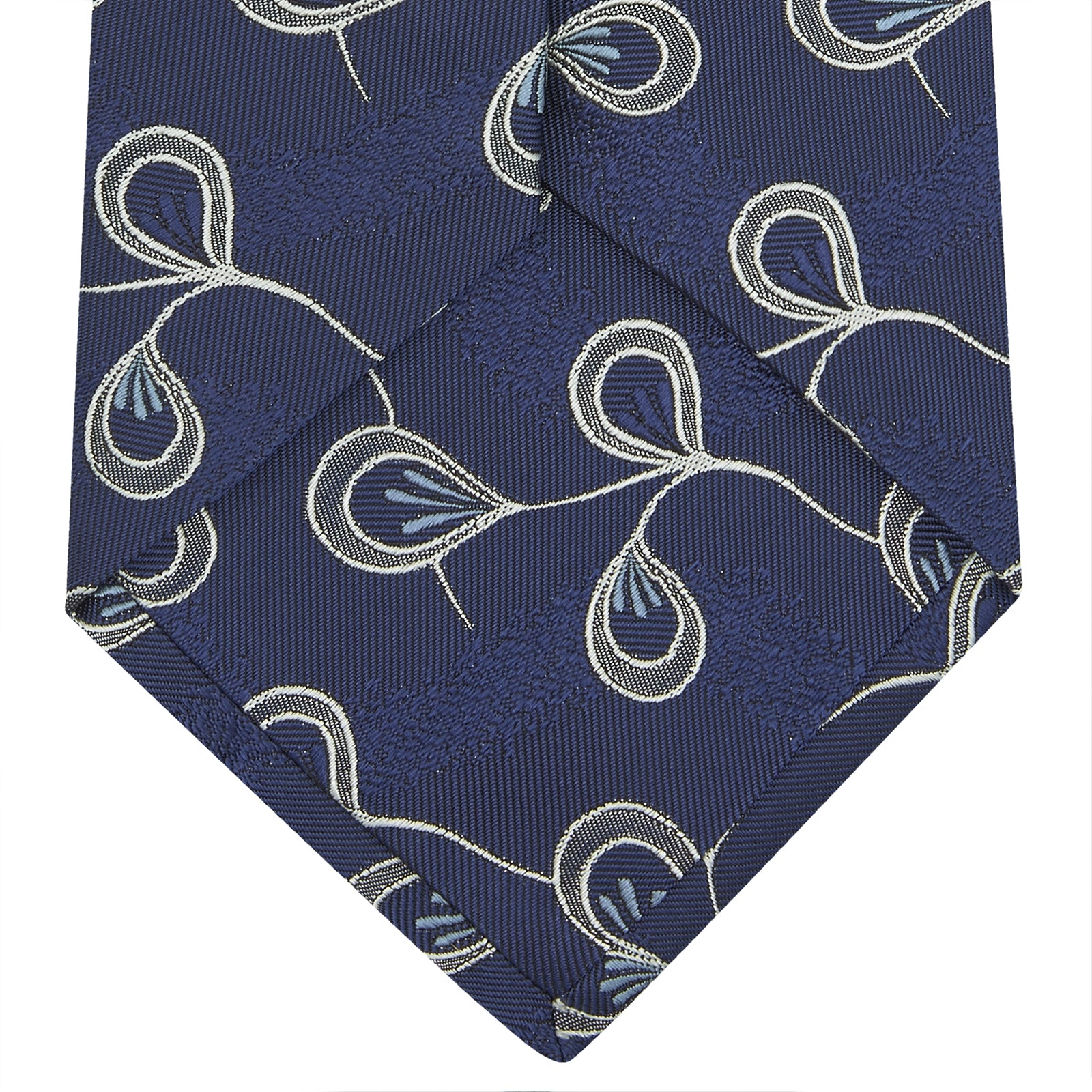 View 3 of product Navy Jacquard Silk Floral Tie