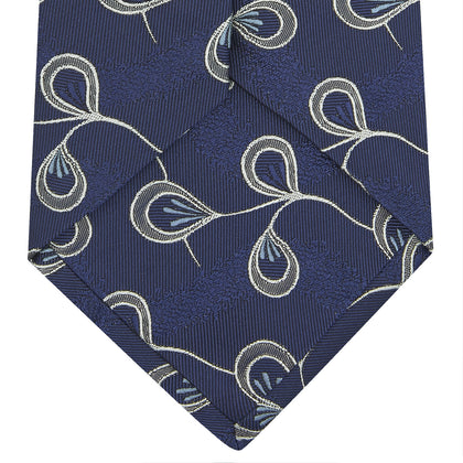 Navy Jacquard Silk Floral Tie Image 2