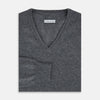 View 7 of product Storm Grey Cashmere V-neck Jumper