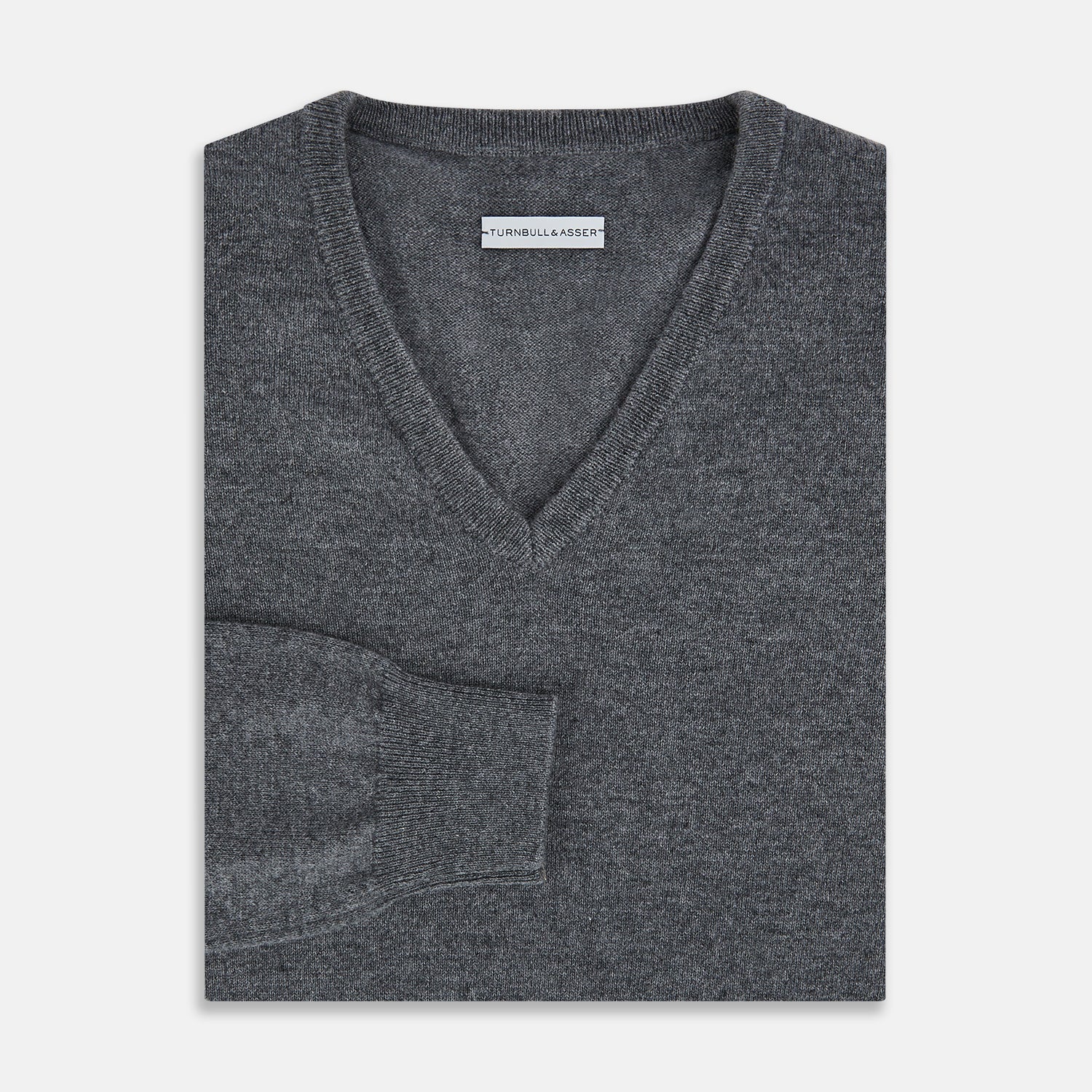 View 7 of product Storm Grey Cashmere V-neck Jumper