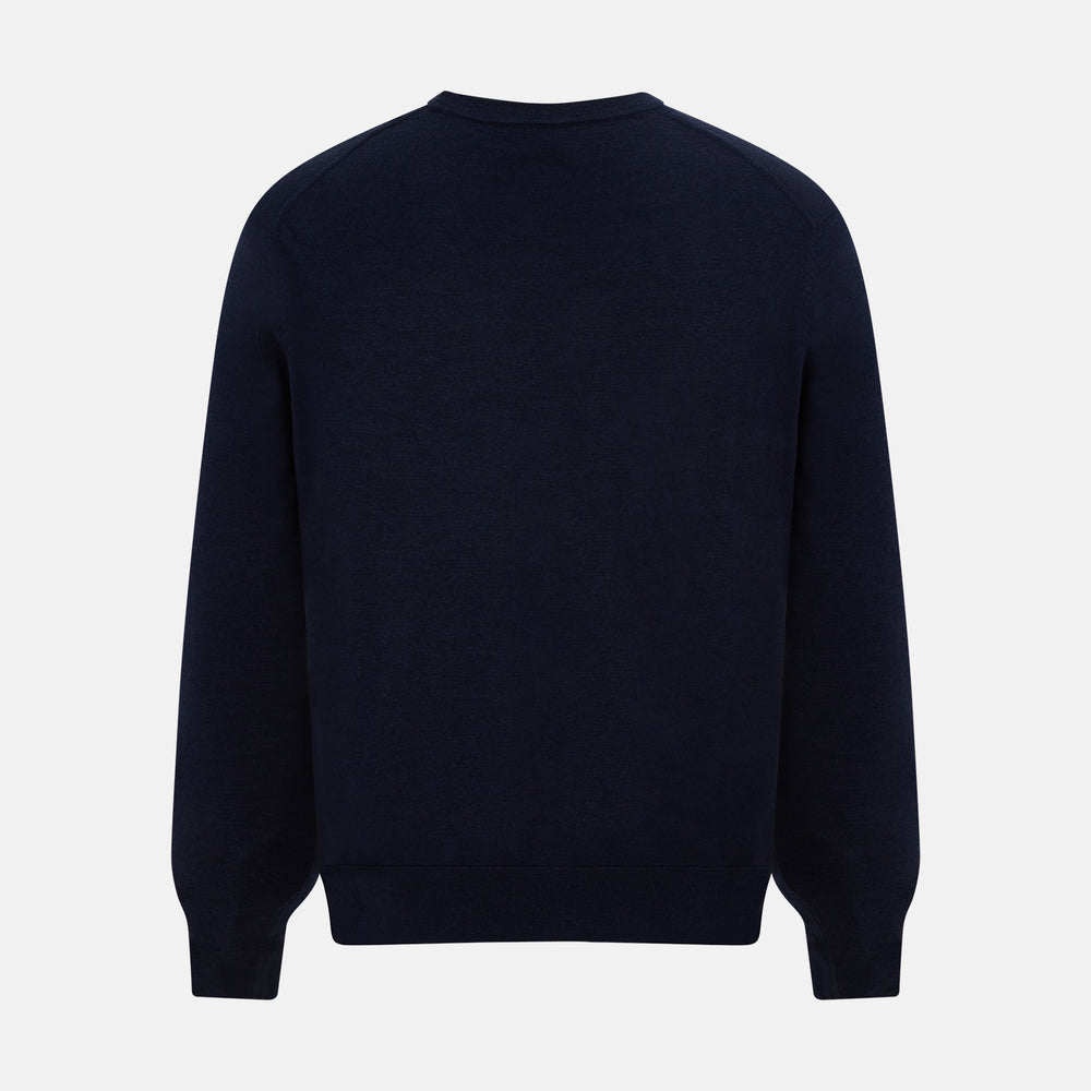 Navy Fine Merino V-Neck Cardigan