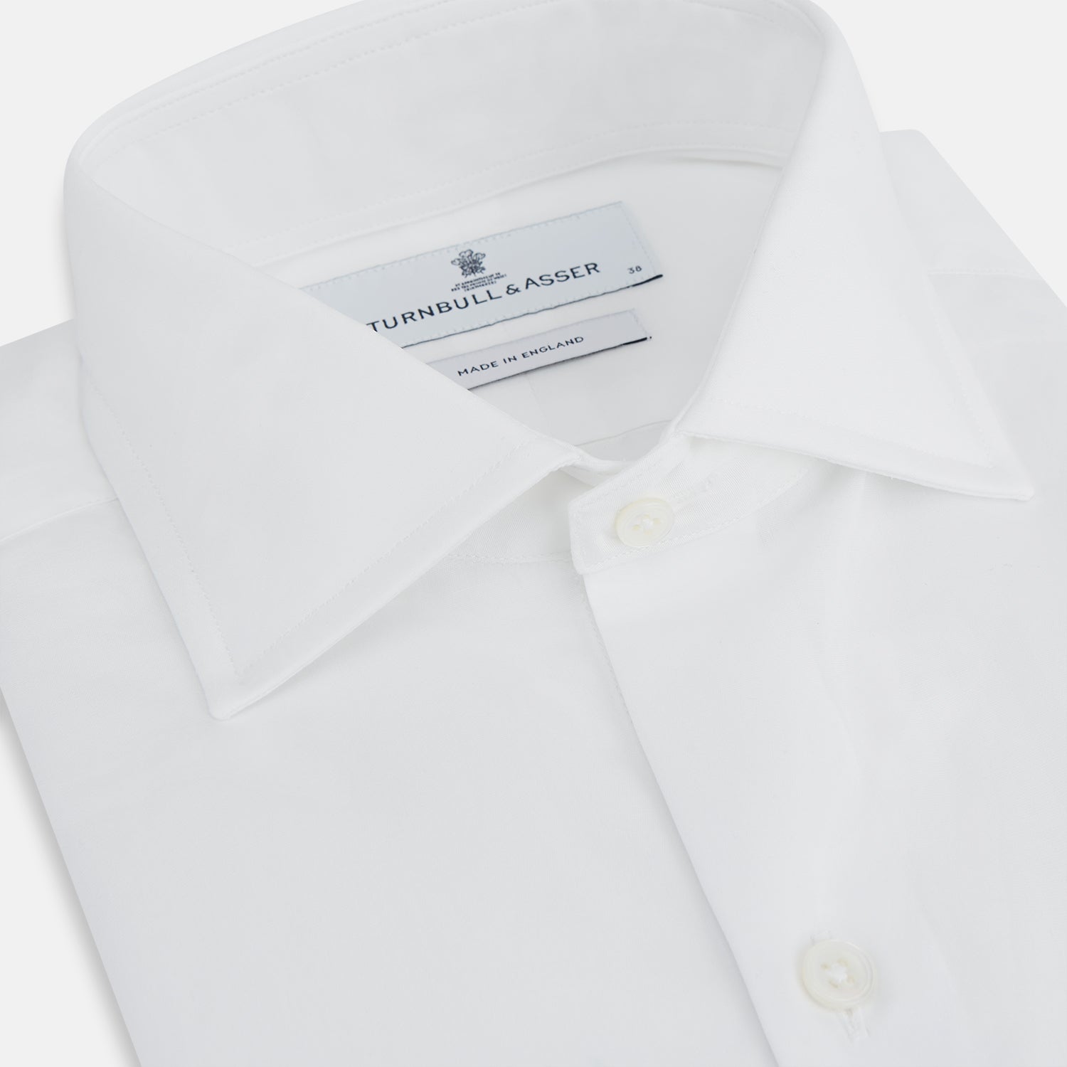 Tailored Fit Plain White Cotton Shirt with Kent Collar and Double Cuffs