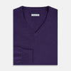 View 4 of product Purple Cashmere V-neck Jumper