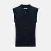 View 1 of product Navy Cashmere V-neck Sleeveless Cardigan