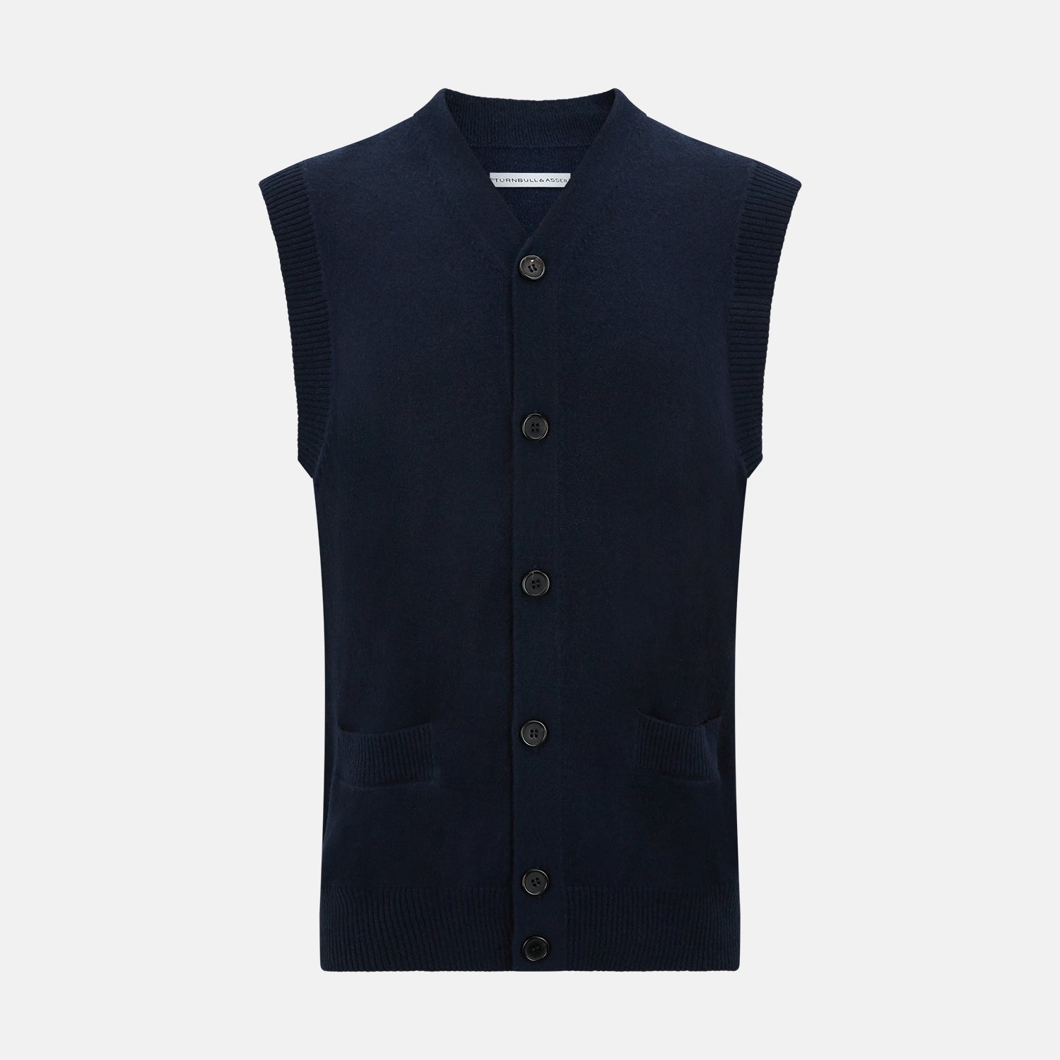 View 1 of product Navy Cashmere V-neck Sleeveless Cardigan