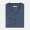 View 4 of product Blue Melange Cashmere V-neck Jumper