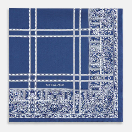 Azzurro Paisley Bandanda Patterned Silk Pocket Square Image 7