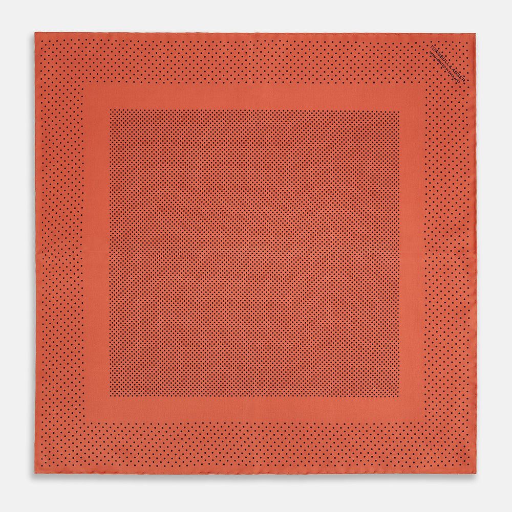 Orange Dot Silk Pocket Square