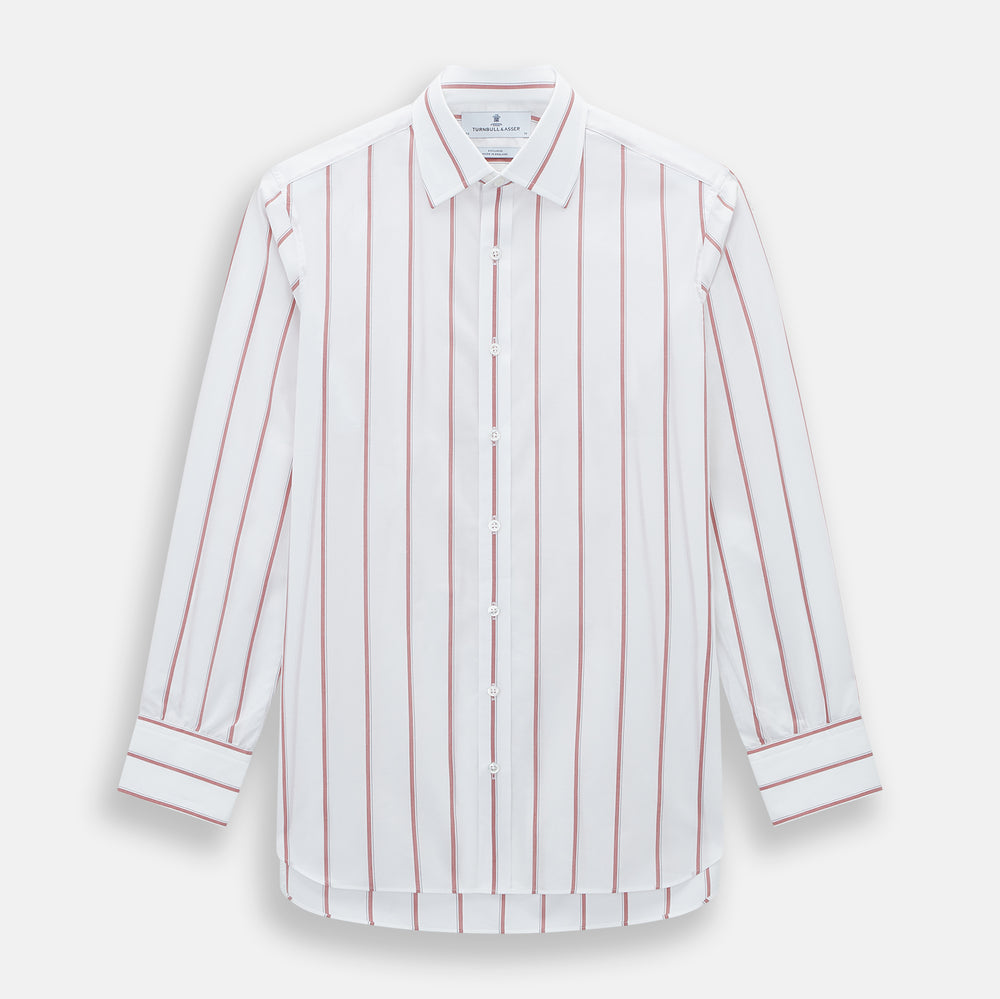 Dark Red Track Stripe Mayfair Shirt
