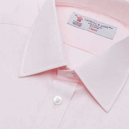 Pink Cotton Shirt with T&A Collar and Double Cuffs