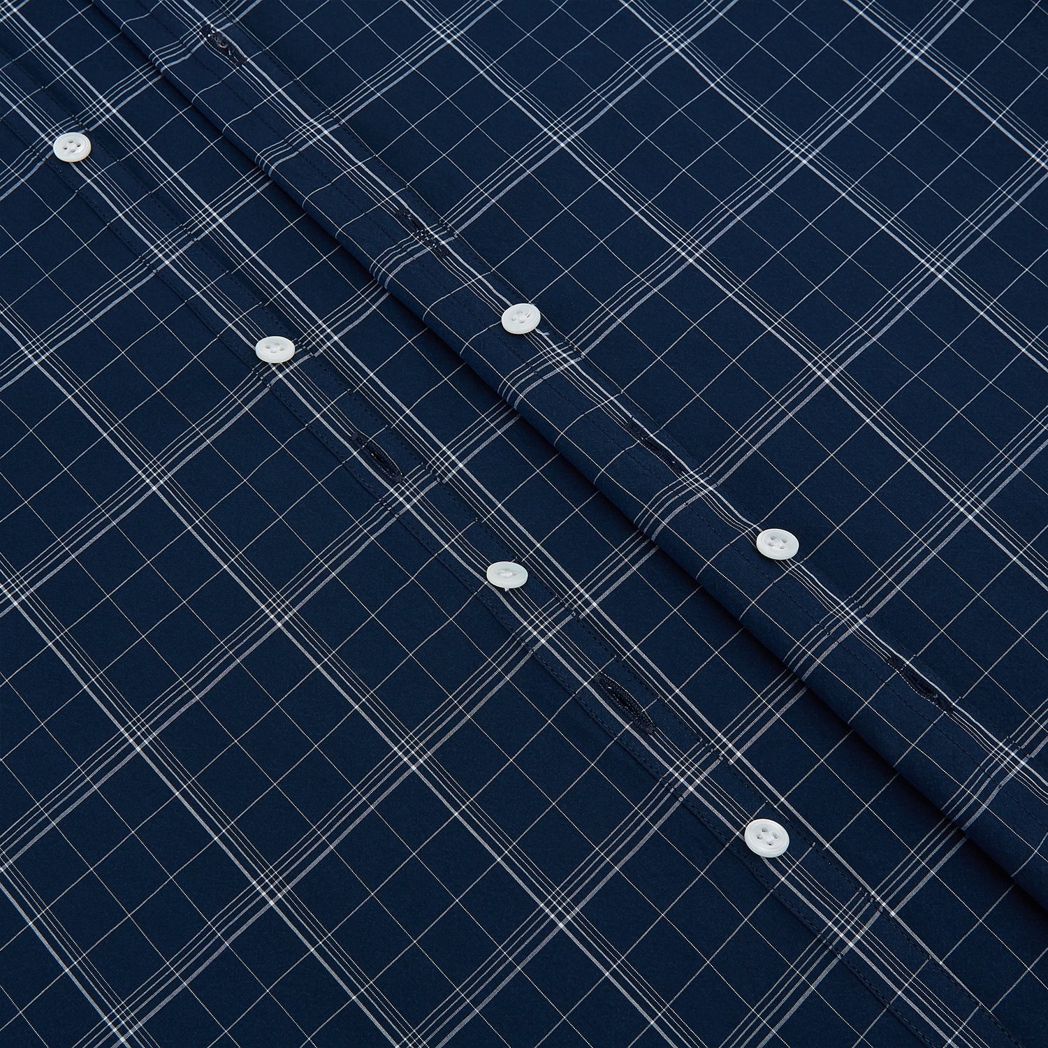 View 7 of product Indigo Windowpane Check Windsor Shirt with Contrast T&A Collar and Cuffs