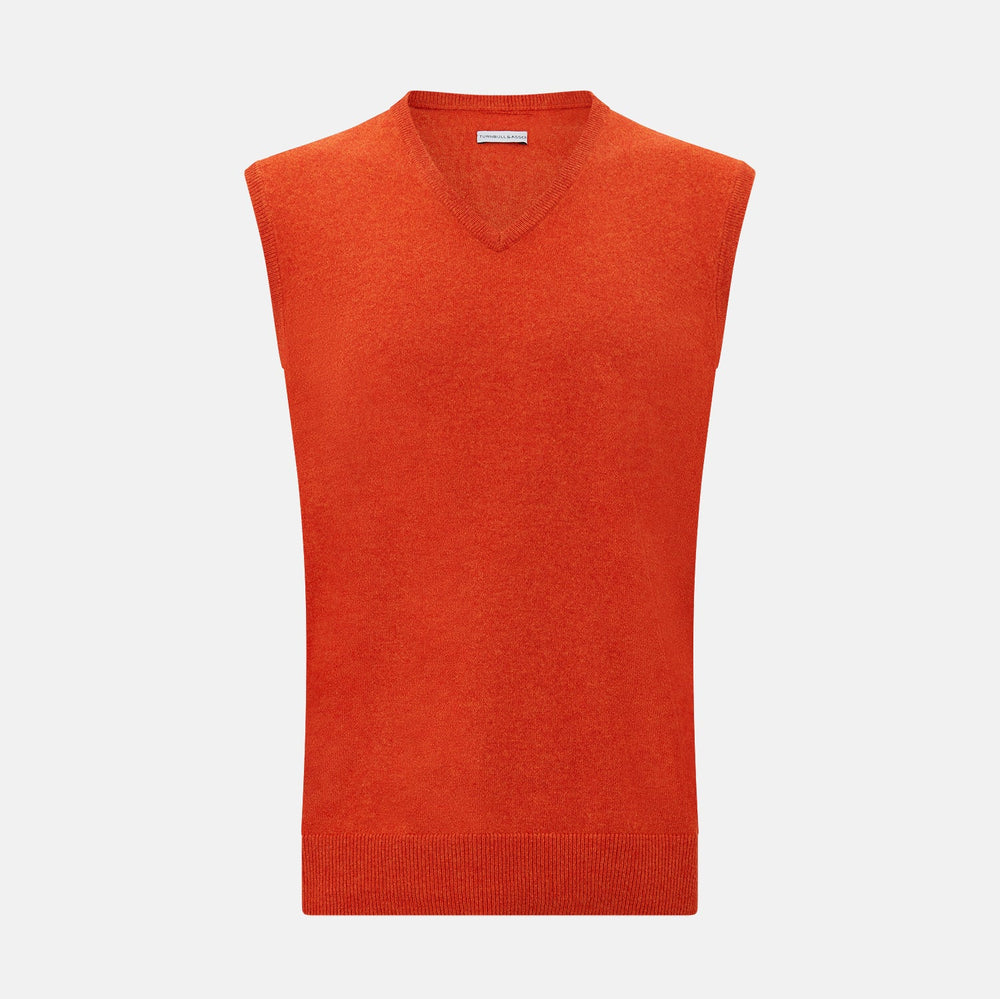 Red Orange Cashmere Sleeveless Vest