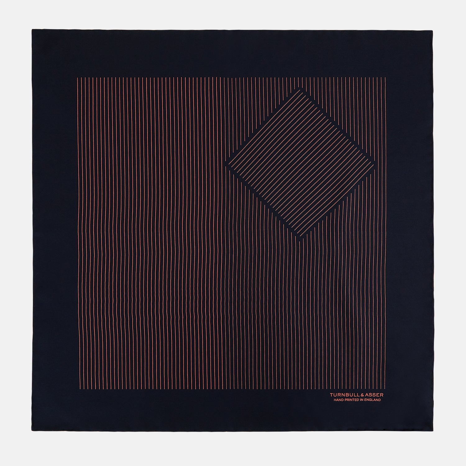 View 3 of product Navy and Orange Stripe Silk Pocket Square