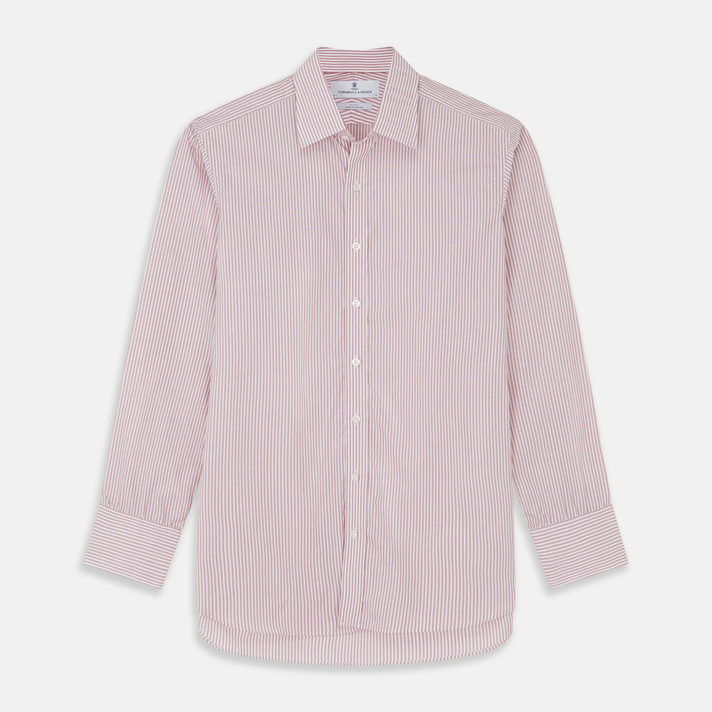 Burgundy Stripe West Indian Sea Island Cotton Regular Fit Mayfair Shirt