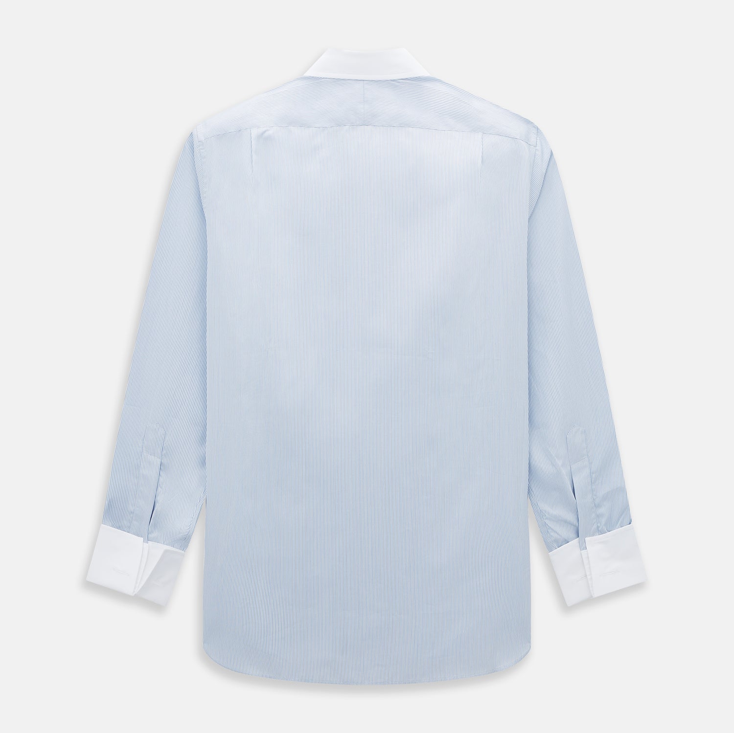 View 3 of product Sky Blue Ripple Double Pinstripe Shirt with Contrast Collar and Cuffs