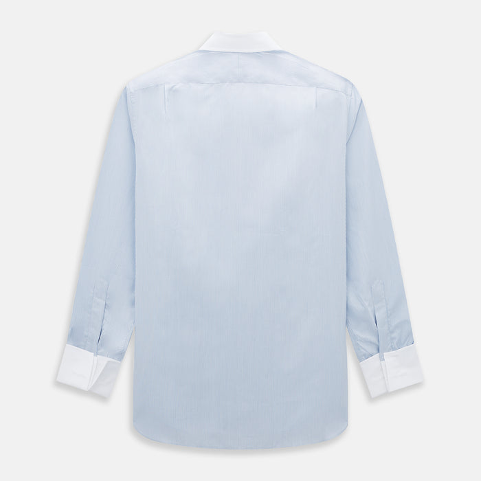 Sky Blue Ripple Double Pinstripe Shirt with Contrast Collar and Cuffs Image 2