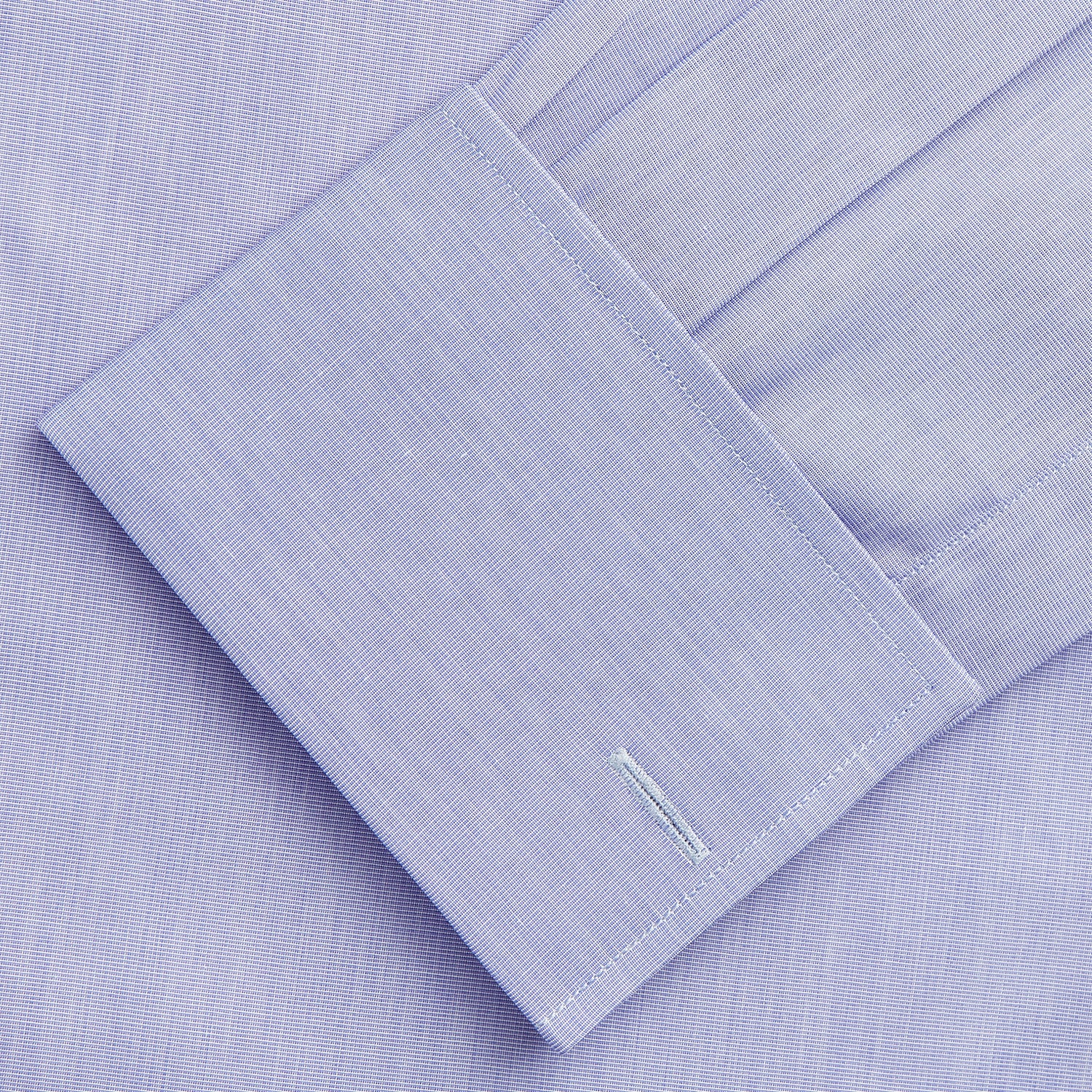 View 4 of product Tailored Fit Blue End-on-End Cotton Shirt with Kent Collar and Double Cuffs